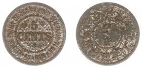 The Akio Seki Collection - Simpang Tiga. Kedeh China onderneming Simpang Tiga. Plain edge. - 5 cents 1890 - 1895 (LaBe 185 / LaWe 282 / Scho. 1132) - ...