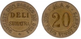The Akio Seki Collection - Societe des Tabacs de Deli - 20 cents 1888 - 1894 (LaBe 228 / LaWe 327 / Scho. 1033) - Obv. Deli Sumatra in two lines . Leg...