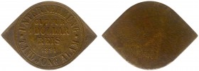 The Akio Seki Collection - Tandjong Alam - 1 Dollar Reis 1891 (LaBe 310 / LaWe 467) - Obv. Eye shaped. Obverse: Gut für - value - Reis - date: in four...