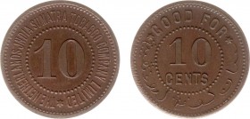The Akio Seki Collection - The Netherlands India Sumatra Tobacco Co. - 10 cents 1884 - 1894 (LaBe 145b / LaWe 189 / Scho. 1098) - Obv. Numeric value. ...