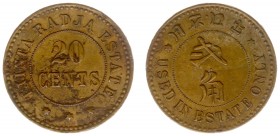 The Akio Seki Collection - Tjinta Radja - 20 cents 1876 - c.1883 (LaBe 322b / LaWe 490 / Scho. 1188) - Obv. Value in two lines. Legend: Tjinta Radja E...