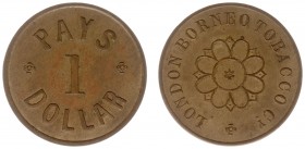 The Akio Seki Collection - British North Borneo - London Borneo Tobacco Company - 1 Dollar before 1896 (LaWe 711 / SS 47 / Pridm 58 ) - Obv. In the ce...