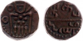 De VOC in Voor-Indië - Negapatnam - Stuiver z.j. (ca. 1695) (Scho. 1244 / KM 28) - 28.83 gram - VZ verbasterd menselijk figuur (Kali) / KZ Tamil-tekst...