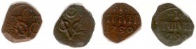 De VOC in Voor-Indië - Ceylon - 1 Stuiver 1790 + 1792 te Colombo (Scho. 1303 + 1305/R ) met C boven VOC-monogram - Totaal 2 stuks in gem. F/ZF