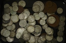Lot VOC / Dutch Indies - Doosje munten Ned. Indië wo. 1/10e en 1/4e Guldens in aantallen