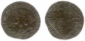 Rekenpenningen / Jetons - 1496 - Rekenpenning 'Huwelijk Filips de Schone en Johanna van Castilië' (Dugn.583, vMierisI.281.2) - VZ Naar elkaar gewende ...