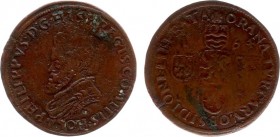 Rekenpenningen / Jetons - 1564 - Rekenpenning 'Beleg van Oran' (Dugn.2387, vOrden685) - VZ Borstbeeld Philips II n.l. / KZ Wapens van Holland, Zeeland...