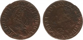 Rekenpenningen / Jetons - 1570 - Rekenpenning Utrecht 'Philips II en Isabella' (Dugn.2529, vOrden133, Tas105) - VZ Geharnast borstbeeld Philips II n.r...