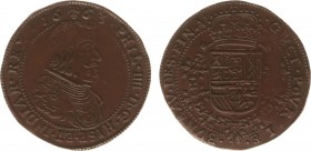 Rekenpenningen / Jetons - 1663 - Rekenpenning Brussel 'Bureau des Finances' (Dugn.4192, vOrden1295) - VZ Borstbeeld Philips IV n.r. / KZ Gekroond Spaa...
