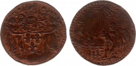 Rekenpenningen / Jetons - (1674) - Rekenpenning z.j. (Dugn.4334, vOrden1338) - VZ Fraai gehelmd wapen van Pipenpoix, gehouden door 2 engelen / KZ Rivi...
