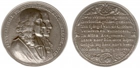Historiepenningen - (1672) - Penning z.j. 'Moord op de gebroeders De Witt te 's-Gravenhage' (vLoon 87.3) - VZ Borstbeelden van de gebroeders n.r. / KZ...