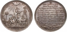 Historiepenningen - 1743 - Penning ´25-jarig huwelijk van Rudolf Knuyse en Eva Wateringe´ door M. Holtzhey (VvL.-, PR-, Bemolt-, idem supplement JMP 1...