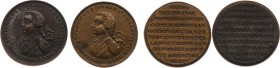 Historiepenningen - 1748 - Penning 'Geboorte Willem V 8 maart 1748' (vvL-.-) - VZ Borstbeeld n.l. / KZ Tien-regelige tekst - messing en (ooit) verzilv...