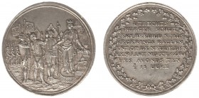 Historiepenningen - 1786 - Penning 'De Utrechtse Schutterij beëdigd' (vvL639A) - VZ Beëdigingsscene op de Neude / KZ 8-regelige tekst - zilver 31 mm -...