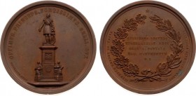 Historiepenningen - 1854 - Penning 'Onthulling standbeeld Koning Willem II te Den Haag' door J.P. Menger (Dirks758) - VZ Standbeeld op sokkel / KZ Vij...