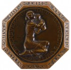 Historiepenningen - 1936 - Achthoekige presse-papier ingelegd met penning '100-jarig bestaan Levensverzekerings Maatschappij 'De Oude Haagsche van 183...