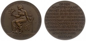 Historiepenningen - 1937 - Penning '100-jarig bestaan Prov. Genootschap van Kunsten en Wetenschappen in Noord Brabant' door A. Termote (KB.1089) - VZ ...