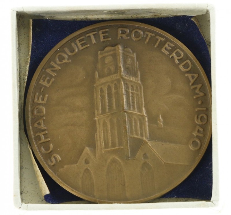 Historiepenningen - 1940 - Penning 'Schade-Enquete Rotterdam' door M.P.J. Fleur ...