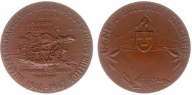 Historiepenningen - 1947- Penning 'Gemeenschappelijke Mijnbouwmaatschappij Billiton 1946-1947' door J.Ph. van Zegveld (KB.1703) - VZ Tinbaggermolen / ...
