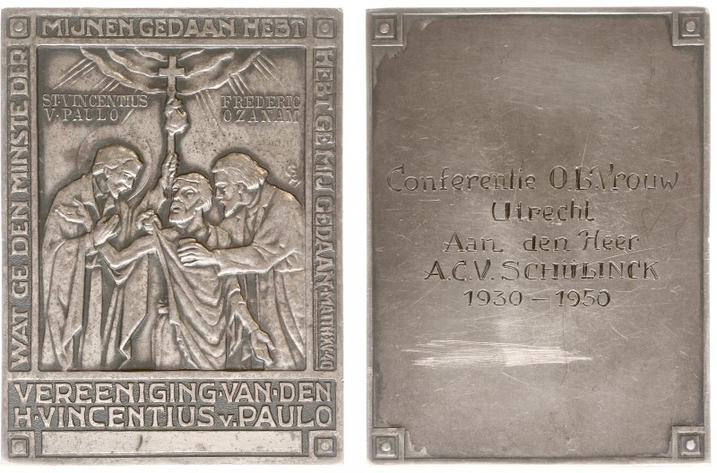 Historiepenningen - 1950 - Plaquette 'Vereeniging v.d. H. Vincentius van Paulo' ...