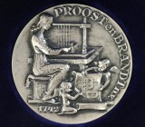 Historiepenningen - 1951/1959 - 'Erepenning Papiergroothandel Proost & Brandt NV te Amsterdam' door M. Kutterink (KB.1974) - VZ Boekbinderij met vrouw...