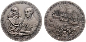 Historiepenningen - 1952 - Penning 'Landing Van Riebeeck op Kaap de Goede Hoop' door M. Pauw (KB.2004) - VZ Dubbelportret Van Riebeeck en Maria de Que...