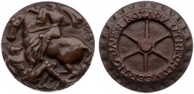 Historiepenningen - 1963 - Penning '40 jaar Rotary Utrecht' door P. de Hont - VZ St. Maarten te paard met bedelaar / KZ Tandwiel met tekst - brons geg...
