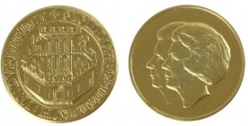 Historiepenningen - 1980 - Penning 'Viering te Dordrecht van inhuldiging Beatrix' - VZ Dubbelportret Juliana Beatrix n.l. / KZ Burcht met omschrift - ...