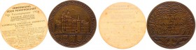 VPK-penningen - 1926 II - Penning 'Koloniaal Instituut te Amsterdam' door J.J. van Goor (KB.132, Til.47) - VZ Aanzicht gebouw / KZ Zeven-regelige teks...