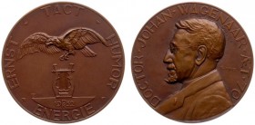 VPK-penningen - 1932 II - Penning '70ste verjaardag Dr. Johan Wagenaar' door G. Rueb (KB.600A, Til.95) - VZ Borstbeeld n.l. / KZ Vliegende arend boven...
