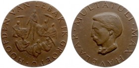 VPK-penningen - 1960 I - Penning 'Multatuli - Max Havelaar' door Auke Hettema (KB.2557, Til.271) - VZ Borstbeeld n.l. / KZ Toespraak tot de Hoofden va...