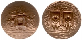 VPK-penningen - 1976 II - Penning 'Naaktstrand' door G. Hellegers (KB.4088, Til.375) - VZ Spelende kinderen maken een fort / KZ Moeder en grootmoeder ...