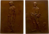 Van der Hoef-penningen - (1924) - Penning z.j. '100ste opvoering van Boefje' door C.J. v.d. Hoef (KB.408, JP.119) - VZ Annie van Ees staand in avondkl...