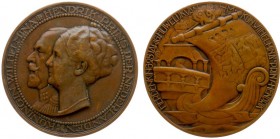 Van der Hoef-penningen - 1926 - Penning '25-jarig huwelijk Wilhelmina en Hendrik' door J.J. van Goor & C.J. van der Hoef (JP.155, KB.36) - VZ Dubbel b...