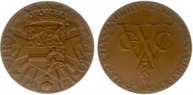 Van der Hoef-penningen - 1929 - Penning '350e sterfdag Johan Maurits van Nassau' door C.J. van der Hoef (JP.207, Til.71) - VZ Gekroond wapenschild op ...
