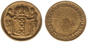 Tokens / Leads - Amsterdam, Burgerweeshuis, penning voor de weeskinderen met inscriptie 'Linne Winkel 1791' (Minard96) - VZ Gekroond stedelijk wapensc...