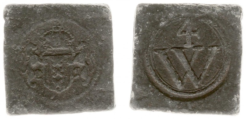 Tokens / Leads - Amsterdam, hongersnood 1662 - Armenpenning Wijk 4 (vgl. MvH.103...