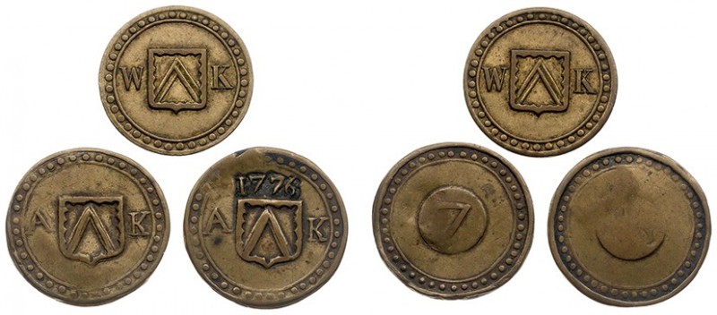 Tokens / Leads - Kortrijk - Penningen Armenkamer 1776 genummerd 9, Armenkamer z....