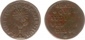Tokens / Leads - Luik, Broederschap van het Heilige Sacrament, armenpenning z.j. - VZ Kelk met stralende hostie / KZ Vijf-regelige tekst - koper 23 mm...
