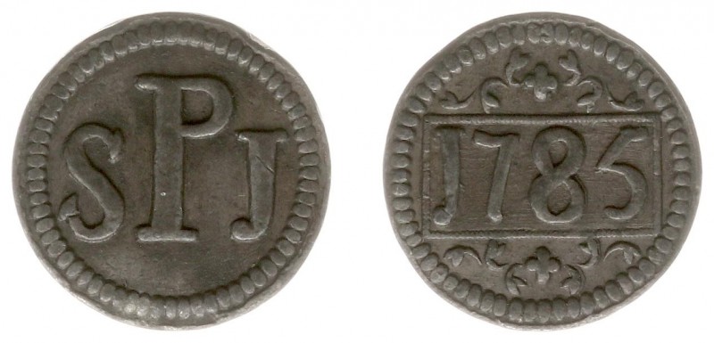 Tokens / Leads - Luik, Kapittel van St. Jacob, armenpenning 1785 - VZ SPJ / KZ K...