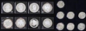 Netherlands - Zilveren penningen Koningshuis, tevens wat verzilverde kopieen van munten in 2 cassettes
