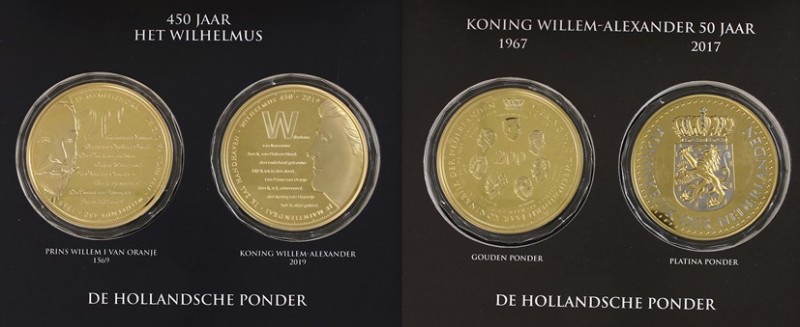 Netherlands - Twee houten cassettes met elk twee 'Hollandsche Ponders' ´Willem/A...