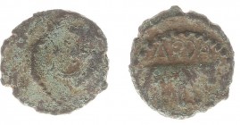 Celts - Gaul - Belgium - AE13 (Treviri, 1st century BC, 1.50 g) - Female diademed head right, hair tied in a bun, in dotted circle / bull to right, wi...
