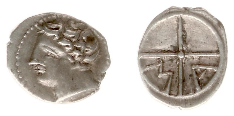 Celts - Gaul - Massalia AR Obol (c. 300-50 BC, 0.71 g) - Bare head of Apollo lef...