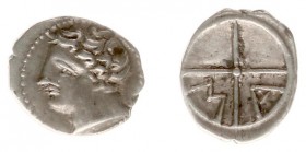 Celts - Gaul - Massalia AR Obol (c. 300-50 BC, 0.71 g) - Bare head of Apollo left, no sideburn / Wheel of four spokes, MA in 2 parts (Depeyrot 58) - g...