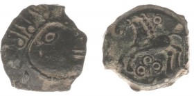 Celts - Gaul - Remi (?) - AE14 (1.70 g) - Celticized head right, hair upwards / Celticized horse left, dot in pellet above, three dots in pellet below...