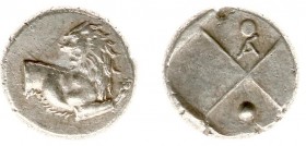 Northern Greece - Thrace - Cherronesos - AR Hemidrachm (c. 400-350 BC, 2.27 g) - Forepart of lion right, head reverted / Quadripartite incuse incuse s...