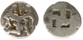 Northern Greece - Thracian Islands - Thasos - AR Drachm (c 525-463 BC, 8.27 g) - Satyr carrying off protesting nymph / Rough quadripartite incuse squa...