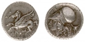 Illyria and Central Greece - Akarnania - Anaktorion - AR Stater (c. 350-300 BC, 8.40 g) - Pegasos flying left, AN monogram below / Helmeted head of At...