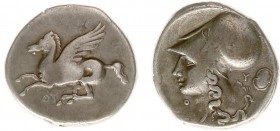 Illyria and Central Greece - Akarnania - Thyrrheion - AR Stater (c. 320-280 BC, 8.37 g) - Pegasos flying left, ΘY below / Head of Athena to left weari...
